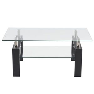 Two-Tier Arc Shaped Tempered Glass Coffee Table - Product Image 4