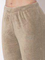 Pijama de Verano para Mujer, Tejido de Lana, Cintura Elástica, Transpirable, Manga Larga, con Logotipo Frontal, Estilo Casual