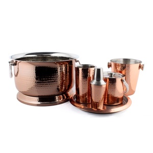 Cubo de Hielo de Acero Inoxidable Martillado, Recipiente Ovalado para Bebidas, Enfriador de Bebidas de Doble Pared para Fiestas y Bares - Product Image 6