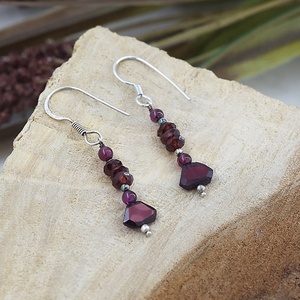 Natural Garnet Red Crystal Birthstone <b>Dangle</b> <b>Earrings</b> 925 Sterling <b>Silver</b> Handmade Gemstone Jewelry for Women - Product Image 5