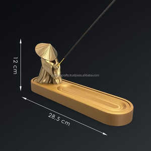 Luxury Handmade Customized Wood Incense Holder Polished Brass Finish <b>Removable</b> Design Buddhist Theme Tabletop for Home - Product Image 2