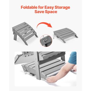 Poggiapiedi Adirondack 43x48x33 cm in Plastica HDPE, Sedia Pieghevole Resistente alle Intemperie per Uso Esterno - Product Image 5