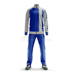 Ensemble de jogging bleu-gris uni pour homme D.C. United, fermeture éclair intégrale, col montant, design sportif, respirant, léger, en polyester, pour l'automne - Product Image 1