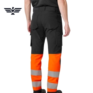Premium <b>Black</b> High-Visibility Reflective Polyester Cargo <b>Work</b> <b>Pants</b> Men Multi-Pocket Industrial Safety Fluorescent Silk - Product Image 2