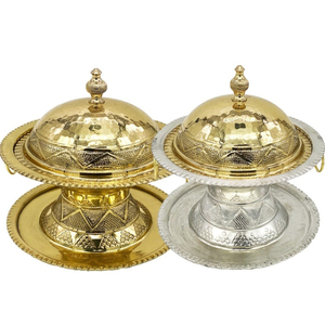 Gold And Silver Arabic Date Bowl Metal Khajoor <b>Pot</b> With <b>Lid</b> For Ramadan & Eid Serving Traditional Middle Eastern Dry Fruit Bowl - Product Image 6