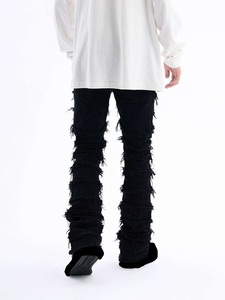 Jeans de mezclilla para hombre, de cintura alta, corte recto, ajustados, desgastados y rasgados, estilo punk, de algodón tejido, para otoño, última colección 2026, de gran demanda - Product Image 3