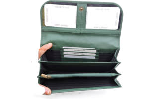 Premium Quality Handmade Green Genuine Leather Ladies Wallet Magnet Flap Closure with Customizable <b>Card</b> Slots Personalized <b>Purse</b> - Product Image 3