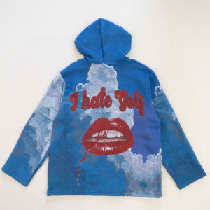 Sudadera con Capucha para Hombre, Diseño Sublimado 'I Hate Golf Lips', Corte Holgado, Estilo Urbano Otoñal, Tejido 100% Poliéster - Product Image 1