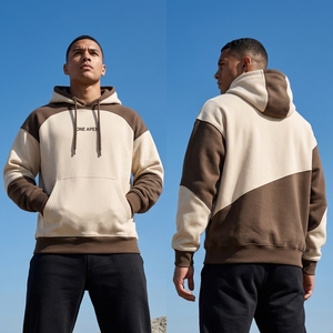 Sweat-shirt à capuche oversize en molleton épais bicolore de qualité supérieure, personnalisable OEM ODM, vêtements streetwear décontractés - Product Image 5