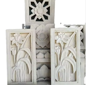 Escultura en Relieve 3D de Piedra Natural, Arte Moderno, Diseño Personalizado, Tallado de Pared para Exteriores, Piedra Caliza Beige con Patrón Floral, Tallado a Mano - Product Image 6