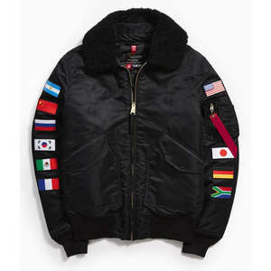 OEM <b>Men's</b> Varsity <b>Jacket</b> Stand Vintage Clothes Custom Embroidered flags satin silk <b>fur</b> collar Baseball Bomber <b>jacket</b> <b>for</b> <b>men</b> - Product Image 1