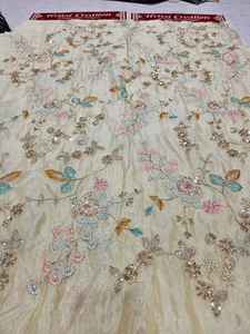 Tela de Viscosa Tejida Khushi Premium, Transpirable, Ecológica, de Secado Rápido, con Estampado Cosmos y Bordado, para Ropa y Decoración del Hogar - Product Image 3