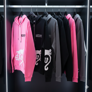 Sweat-shirts à capuche en molleton épais effet délavé avec strass et broderies appliquées personnalisées, fermeture éclair intégrée - Product Image 4