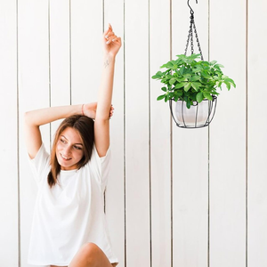 Metal <b>Wire</b> <b>Hanging</b> <b>Basket</b> for Plants Outdoor with Chain and Tray Round <b>Hanging</b> Flower Pot <b>Basket</b> for Garden Balcony Planters - Product Image 2