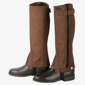 Demi-guêtres de haute qualité pour chevaux, protection en cuir véritable, coupe classique ajustée avec boucle et fermeture à pression pour l'équitation - Product Image 6