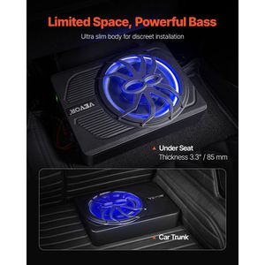 Subwoofer Auto Sottosedile Slim da 10 Pollici 440W con Luce Ambientale Blu, Subwoofer Audio a Basso Profilo - Product Image 2