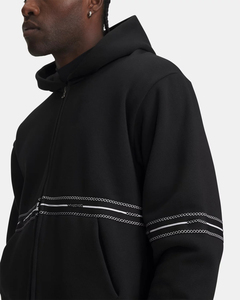 Newest Design Men's Black Lining Hooded Zip-Up Sweatshirt Solid Color French Terry 100% Cotton Drop Shoulder Casual Embroidered - Product Image 6
