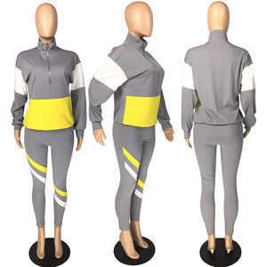 Ensemble de survêtement décontracté pour femmes, 100% coton, 2 pièces, veste zippée et pantalon à taille élastique, coupe-vent - Product Image 2