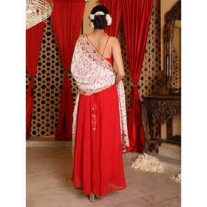 Ensemble de costume en mousseline de soie rouge taille XS pour femmes Amaira - Product Image 3