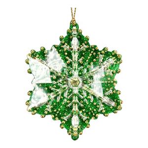 Décoration de Noël et du Nouvel An en gros, ornement créatif en acrylique transparent avec paillettes dorées champagne en forme de flocon de neige - Product Image 5