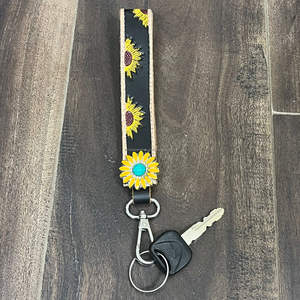 Porte-clés personnalisé OEM ODM en cuir de vachette véritable, fait main, avec concho fleur tournesol, style western, cadeau de boutique - Product Image 4