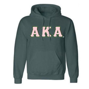 Sudadera con Capucha AKA con Letras Griegas, Sudadera de Felpa Premium, Ropa Personalizada para Hermandades, Sudadera Informal con Capucha para Mujer, Verde Azulado, Rosa - Product Image 1