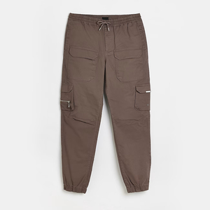 Jogging cargo marron pour homme, taille élastique, cordon de serrage, plusieurs poches, tenue décontractée pour l'automne - Product Image 1