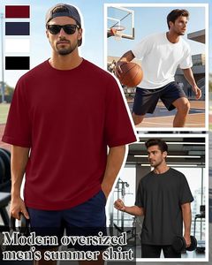 เสื้อยืดโอเวอร์ไซส์ผ้าฝ้ายแท้ 100% น้ำหนัก 220 กรัม พิมพ์ลายตามสั่งที่ไหล่ สไตล์ฮิปฮอป ไซส์พลัส ผ้าฝ้ายแท้ 100% ทรงบ็อกซี่ สำหรับผู้ชาย - Product Image 3