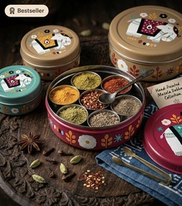 Modern Printed Iron Masala Storage <b>Box</b> Decorative Round Spice Holder for Kitchen Accessories Printed Iron Spice Containers - Product Image 3