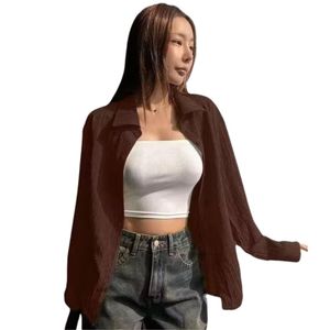 Women's Knitted Shirt Collar Blouse Solid Color Long Sleeve Loose Fit Casual <b>Top</b> Full Sleeve Elastic Fabric All Seasons Wear - Product Image 1