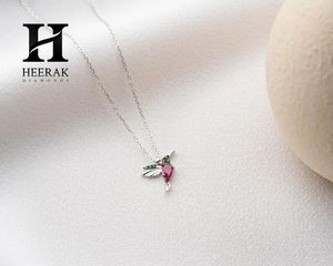 Colorful Hummingbird Pendant Necklace Ruby Emerald <b>Crystal</b> <b>Animal</b> Charm Chain Necklace for Women - Product Image 2