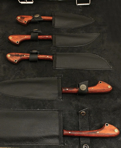Premium LEGACY BLADES Full Tang Damascus Steel Chef <b>Knife</b> <b>Set</b> 5-Piece Ambidextrous Ergonomic Wooden Handle Polished Blade - Product Image 3