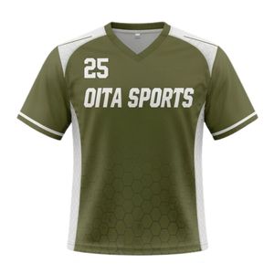 Maillot de lacrosse unisexe vert olive et blanc en polyester, coupe athlétique, léger, uniforme sportif, vêtements d'entraînement - Product Image 1