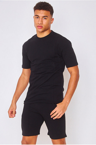<b>Men</b> Cotton Tracksuit Short Set Oversized <b>Pullover</b> Shirt and Elastic Waist Shorts Summer Streetwear - Product Image 6