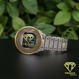 Reloj de Pulsera para Hombre, Personalizado a Mano, Cronógrafo, Esfera Verde con Incrustaciones de Diamantes Moissanite VVS, Mecánico, Totalmente Personalizable - Product Image 2