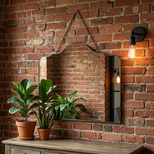 Miroir mural décoratif moderne ARTISAN DESIGN avec chaîne de suspension, bord ondulé, cadre en métal, pour salle de bain, coiffeuse, décoration intérieure - Product Image 4