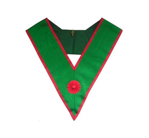 Green Satin Scottish Master of St Andrew Masonic Collar with <b>Red</b> Trim Custom Regalia Ceremonial Collar Premium Masonic - Product Image 1