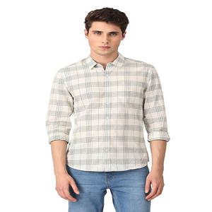 Camisas de vestir de algodón informales personalizadas para hombre diseño de verano transpirable antiarrugas con cuello alto de manga larga para oficina - Product Image 1