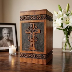 Wooden Urn <b>for</b> Human Ashes – Christian Cross Cremation Urn, Handcrafted Rosewood <b>Memorial</b> Ocean Heart Resin Wooden Cremation Urn - Product Image 1