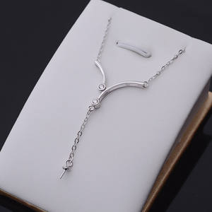 Collier chaîne avec pendentif long en argent S925 avec un porte-perle vide tendance 310, accessoires de bijoux DIY pour femmes - Product Image 1