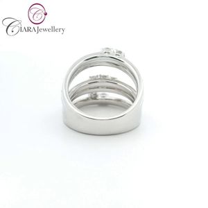 Bague de cocktail classique en or massif 18 carats blanc/jaune de haute qualité, sertie de diamants naturels, pour fiançailles, mariage, fête, anniversaire - Product Image 3