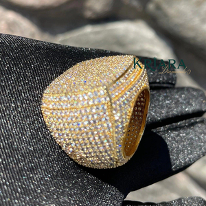 Anillo de cóctel de moissanita chapado en oro de 18 quilates y plata 925 con engaste pavé, joyería de lujo geométrica unisex para fiestas - Product Image 4