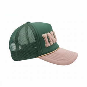 Gorra de Béisbol Verde y Rosa con Malla y Letra de Chenilla, Visera Curva, Venta al Por Mayor, Logotipo Personalizado, Alta Calidad, OEM, ODM, MOQ Bajo, Unisex, Casual - Product Image 4