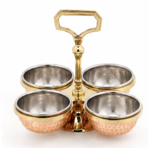 Soporte de Metal Premium con Cuatro Tazones y Asa, Decorativo para Servir Bocadillos, Frutos Secos, Dulces, para Mesa de Comedor y Decoración del Hogar - Product Image 6