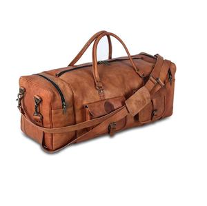 Bolsa de Lona de Cuero de Lujo OEM, Diseño Personalizado, Cosido a Mano, Bolsa de Viaje, Gimnasio, Gran Capacidad, Bolsa Deportiva de Cuero Genuino - Product Image 1