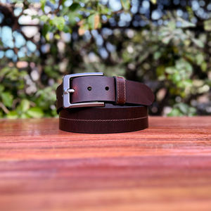 Cinturón de Cuero de Búfalo Premium para Hombre, Color Marrón, Formal, con Hebilla de Latón Sólido, 35 mm, Longitud Personalizable, para Oficina - Product Image 1