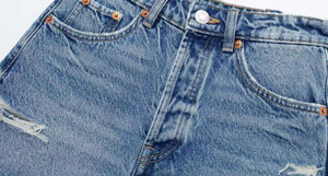 Shorts de mezclilla de cintura alta para mujer, estilo boyfriend, desgastados, con dobladillo deshilachado, casuales de verano, de algodón - Product Image 2