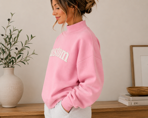 Sudadera Rosa Personalizada con Cuello Alto para Mujer, Oversize, con Estampado de Letras, 100% Algodón, Ropa Casual de Otoño - Product Image 2