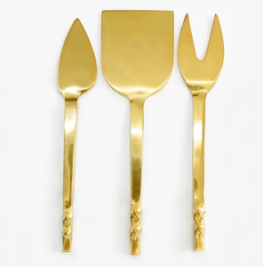 <b>Cheese</b> And Butter <b>Knives</b> <b>Set</b> Stainless Steel With Elegant Gold Finish Twisted Handle For Restaurant Dining And Wedding Events - Product Image 1