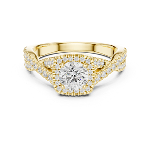 แหวนทองคำขาว 14K ประดับเพชรทรงกลมเพาะเลี้ยงในห้องปฏิบัติการสำหรับผู้หญิง สวมใส่ได้ในที่ทำงาน |   เพชรที่เพิ่งเพาะเลี้ยง - Product Image 3